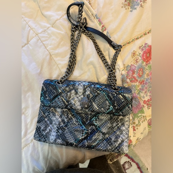 Kurt Geiger Snakeskin Metallic Blue Shoulder Bag - Picture 1 of 2